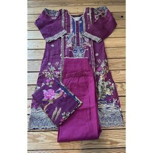 NEW Mr Tawakkail Fabrics 3 Piece Set Size Medium Women’s Purple